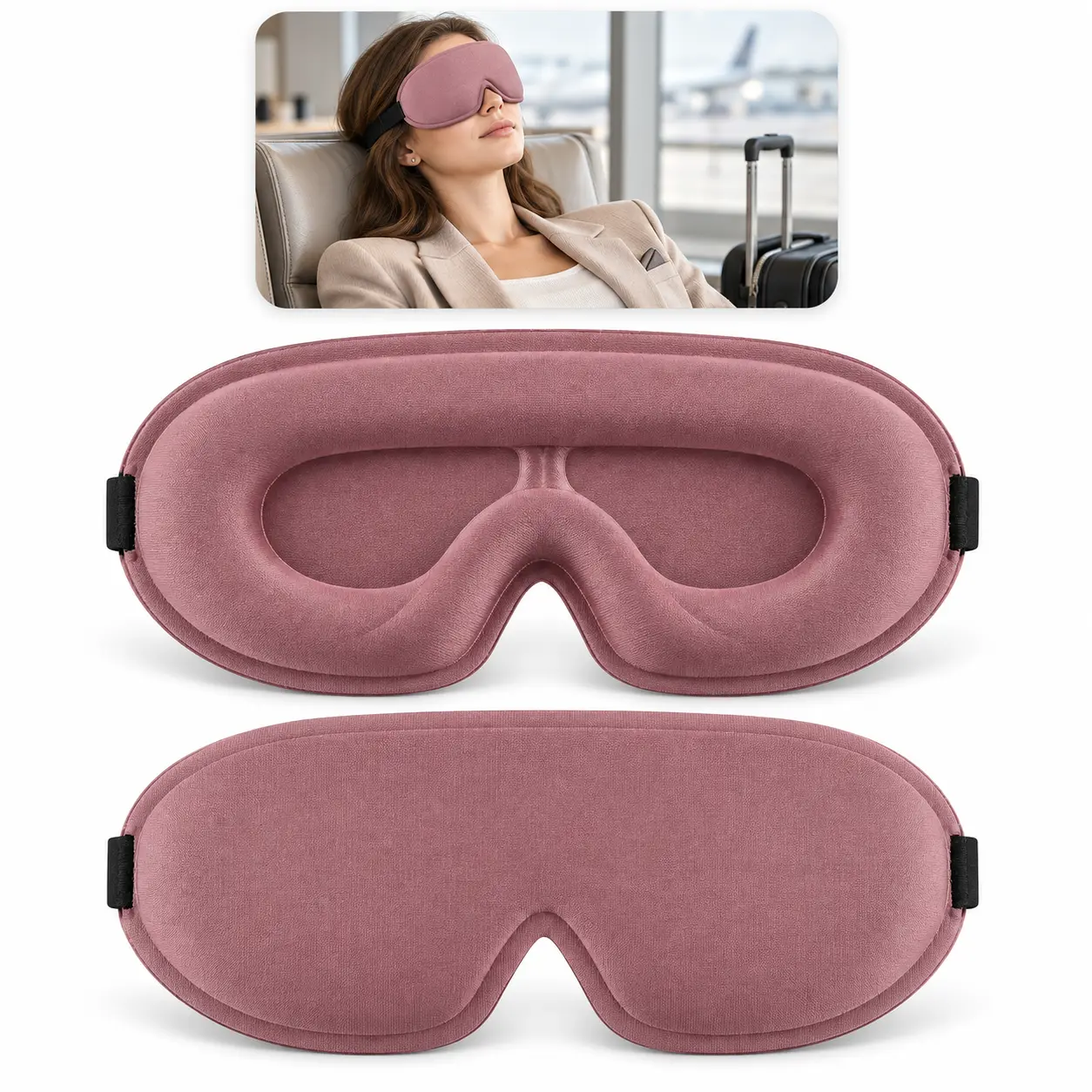 Unisex Plain Single Item Lash Sleep Mask for Women - 3D Contoured Cup, Adjustable Strap, Light-Blocking, Blindfolded Night Use, Side Sleeper-Friendly Eyelash Protection Sleep Mask