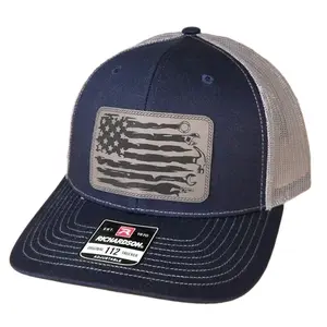Richardson American Flag Mechanic Trucker Hat - Wrenches & Grit Edition Adjustable Baseball Cap for Mechanic Life & Blue Collar Pride