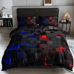 3-Piece Decorative Bedding Set Including Duvet & Pillowcases, Plaid Design, Modern Simple Style, Perfect for Bedroom Dorm Apartment Guest Room