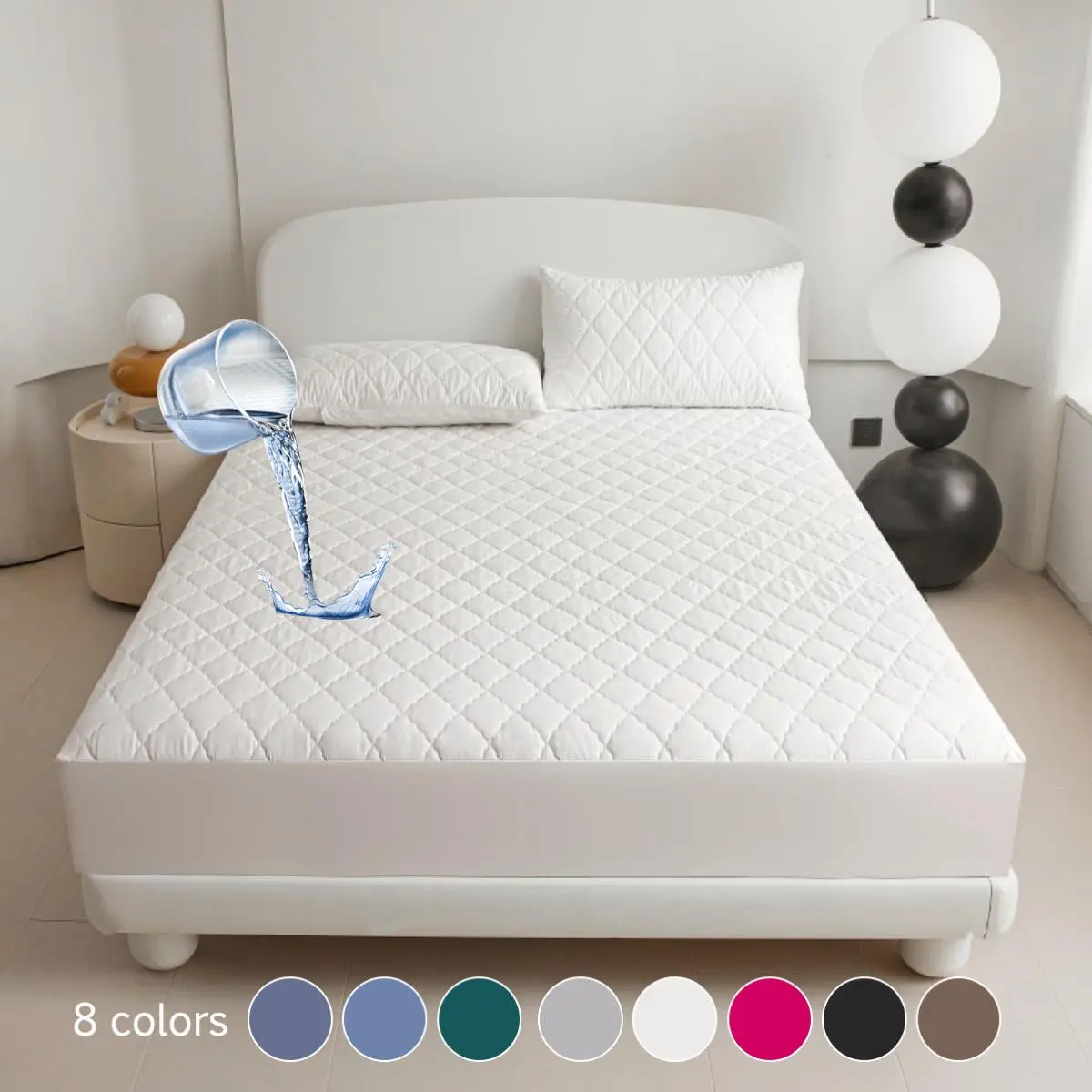 Waterproof, 1 Set Soft Comfortable Breathable Quilted Mattress Protector, Waterproof Mattress Cover, Bedding Supplies for Bedroom, Guest Room, Apartment, School, Breathable Mattress Pad