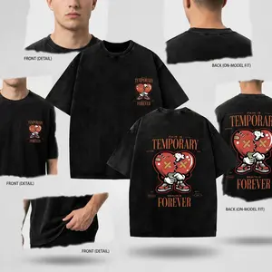 Vintage Washed Black T-Shirt – “PAIN IS TEMPORARY” Graphic Tee | Oversized Streetwear | American Eagle Print | Retro Casual Shirt | Unisex