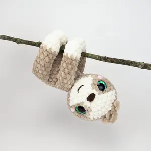 Handmade Sloth Plush Doll, Crochet Amigurumi Animal Toy, Desk Decor, Cute Gift Idea
