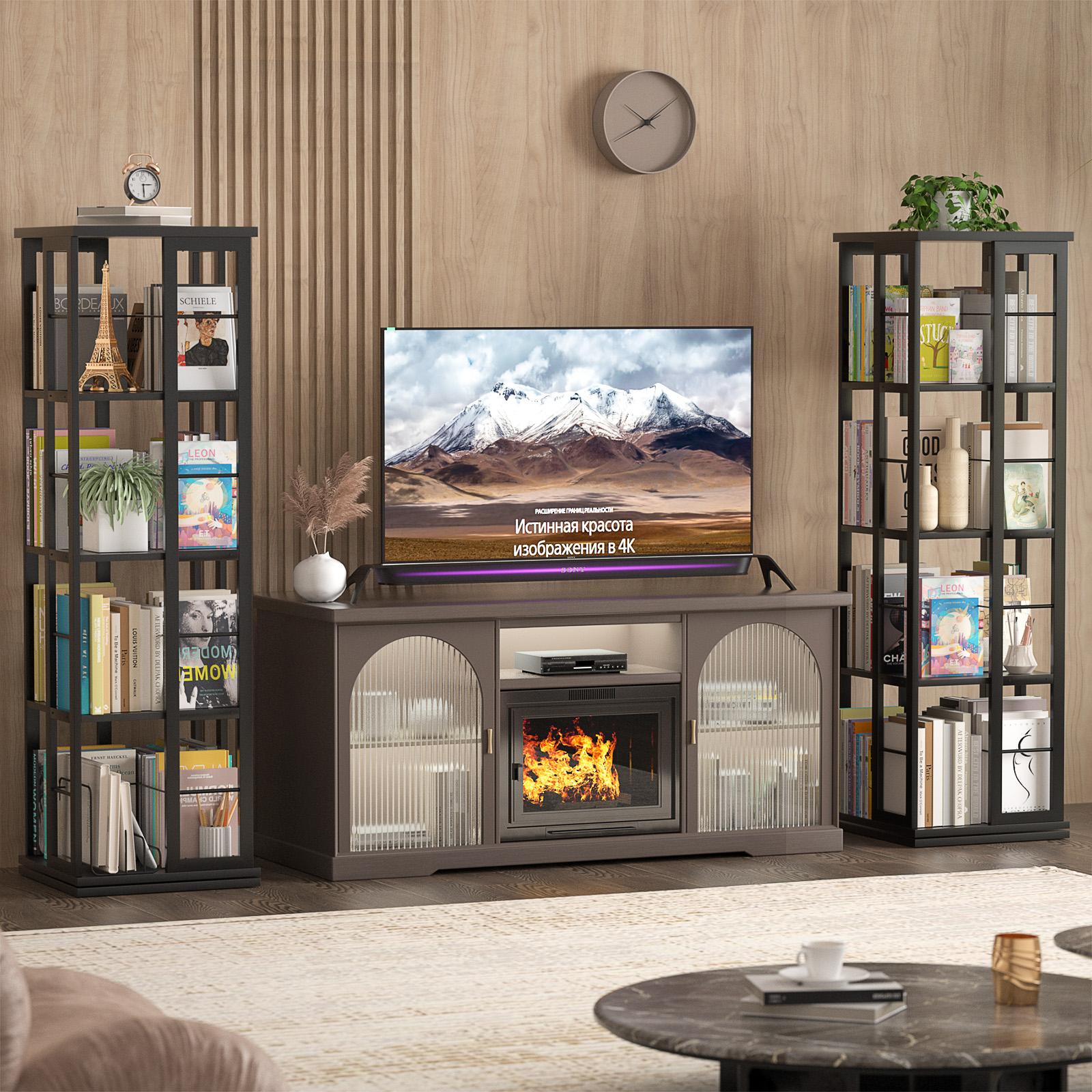 Rotating Bookshelf, Corner Bookcase, 360° Display Wood Spinning Bookshelves, Floor Standing Bookcases Narrow Shelf, 5 Tiers