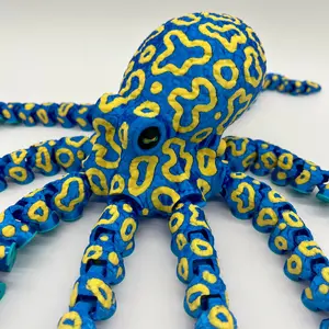 Blue & Yellow Ringed Octopus (Poseable) Figurine