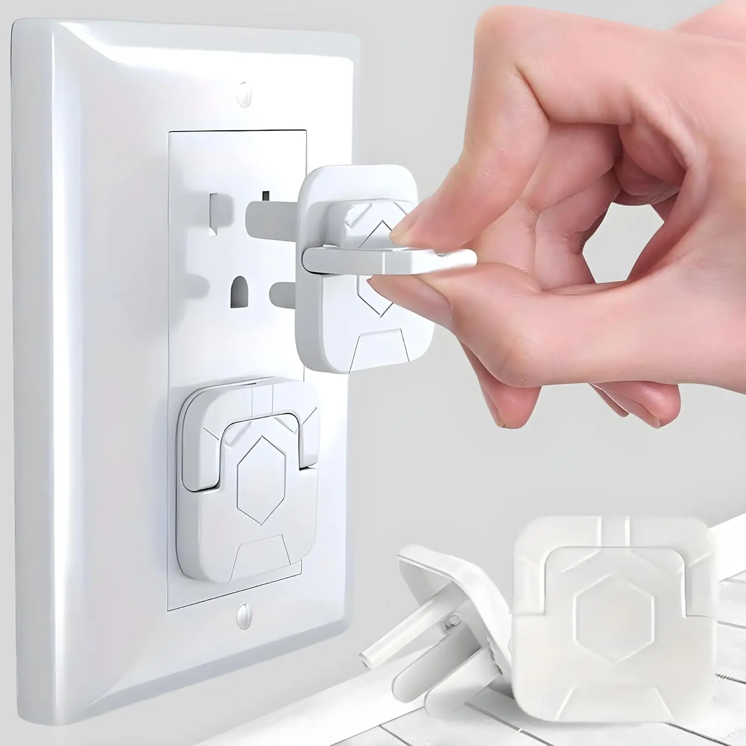 60 Pack Outlet Covers  Proofing with Pull Handle- Plug Covers  Proofing- White  Proof Outlet Covers 3 Prong  Proof Outlet Cover- Shock  Plug Protectors  Proof Plug Covers