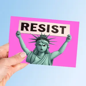 Angry Statue Of Liberty Resist Sticker - Premium Air Release Vinyl - Anti-Trump, Anti-Elon Decal for Women's Rights & Justice, Hands Off, Protest/Rally