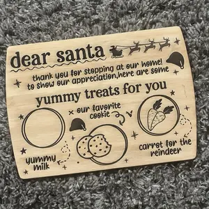 Personalized Santa Milk and Cookie Tray Cutting Board with Christmas Design for Festive Baking