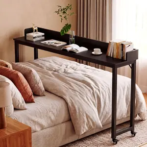 MAMIZO Overbed Table with Wheels, Queen Full Size Mobile Computer Desk, Standing Laptop Cart, Over Bed Table with Heavy Duty Metal Leg for Bedroom household item