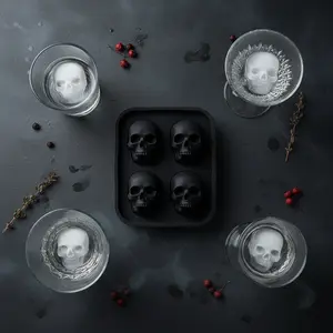 Black Silicone Skull Mold for Ice & Baking
