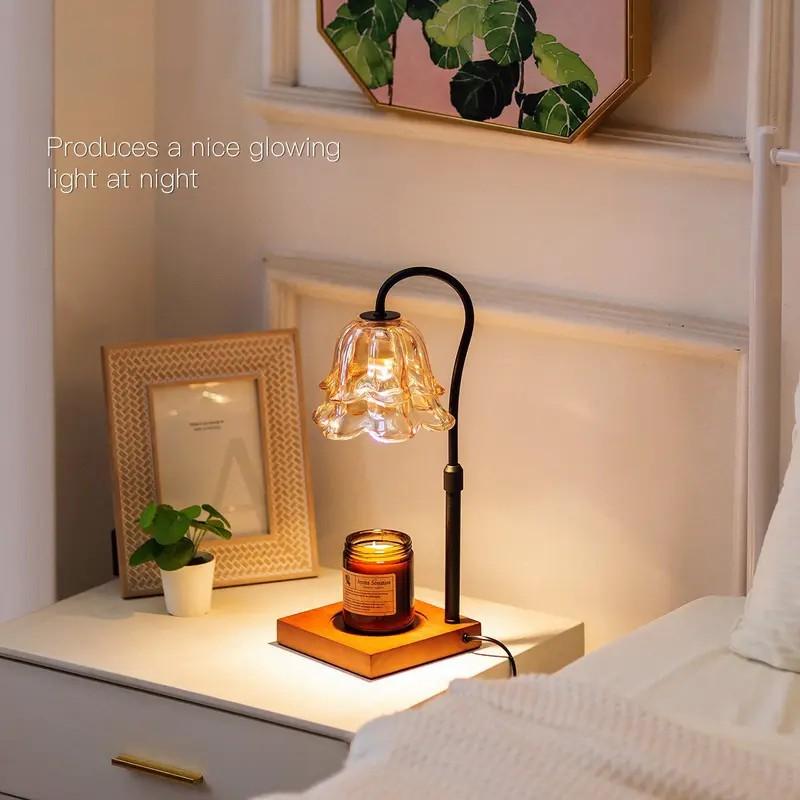 Gold Floral Candle Warmer Lamp with Timer & Height Adjustable Base, Flameless Wax Melter for Home Fragrance & Stylish Decor