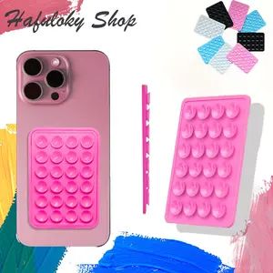 2Pack Silicone Phone Sticky Grip, Suction Phone Case Mount for iPhone and Android, Hands-Free Sticky Cell Phone Grip, Mobile Fidget Mirror Holder for Selfies and Videos