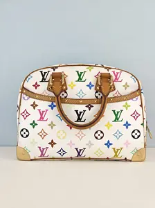 Pre-owned Monogram Multicolore coated canvas Clutches & Wristlets Louis Vuitton Monogram Multicolore Trouville White Handbag
