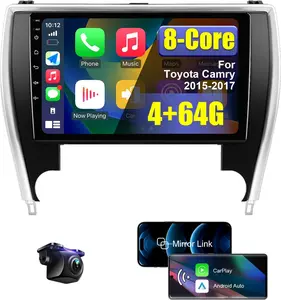 4+64G Upgraded Android  Car Radio Stereo for Toyota Camry 2015 2016 2017 with Wireless CarPlay/Android Auto, 10.1 inch HD Touchscreen Car Radio with Backup Camera AM/FM/RDS WiFi GPS SWC