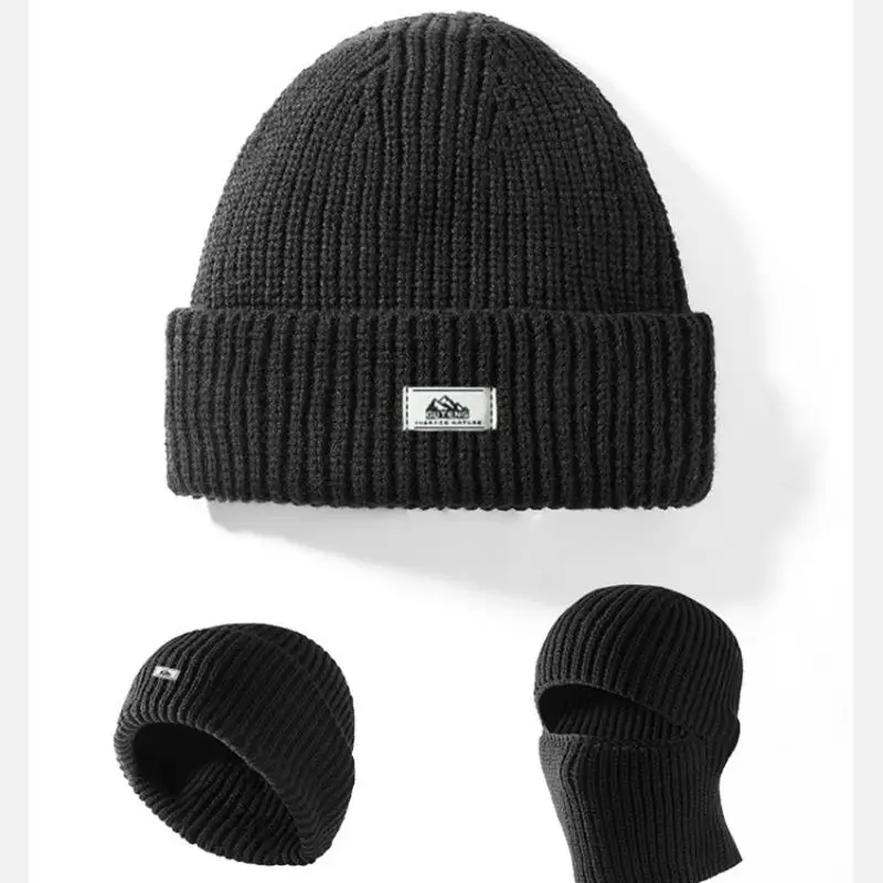 2 in 1 Unisex Winter Warm Knit Beanie Hat, 1 Count Outdoor Cycling Casual Windproof Mask for Men & Women, Multifunctional Beanie Hat for Outdoor Cycli