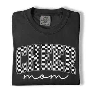 Comfort Colors Cheer Mom Shirt, Checkered Sports Mom Tee, Cheer Mom Graphic Shirt, Gift for Cheer Moms