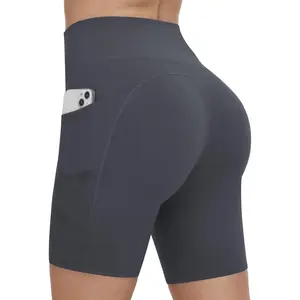 Women's Biker Shorts No Front Seam 4"/6"/8" High Waist Tummy Control Workout Yoga Gym Running Spandex Shorts Pockets