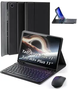 Case Keyboard for Samsung Galaxy Tab A9+ / A11+ Plus 2023/2025 11 Inch - Magnetic Detachable Keyboard, Slim Case with S Pen Holder, Auto Sleep/Wake, 3 Viewing Angles, Black - Adjustable, Tablet