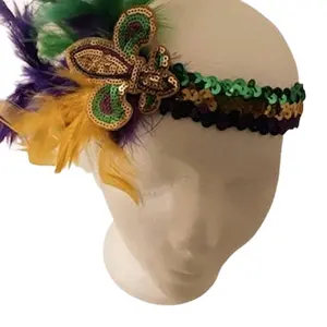 NOLA Mardi Gras Fluer de Lis Headband Sequin Louisiana Headband with Elegant Design