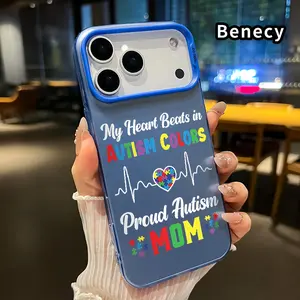 Autism Love Tribute Pattern Phone Case for iPhone 17 16 15 14 Pro Max 13 12 11 XR XS Plus Air E IMD Hybrid Plate Hologram Shockproof Durable Hard Cover