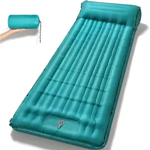 Camping Sleeping Pad, 4.7 Inch Thick Inflatable Sleeping Mat with 8 Inch Pillow, Built-in Foot Pump, Ultralight Compact Self Inflating Sleeping Pad for Backpacking Hiking Travel Tent