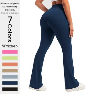 Women's High-Waisted Flared Yoga Pants with Pocket - Ultra Elastic, Butt-Lifting & Tummy Control for Yoga, Workouts, Lounging and Streetwear Athletic Leggings Sportswear Bottoms Athletic Leggings Sportswear Bottoms