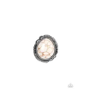 Salt of the Earth - White Stone Silver Ring - Paparazzi