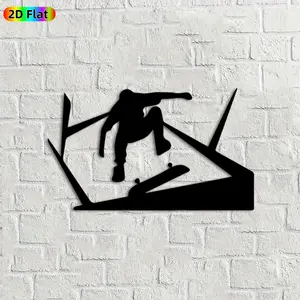 1pc Skateboarder Metal Wall Art,Dynamic Skateboarder Statue Mural, Ideal Gift for New Year, Easter, Skateboarding Decor Enthusiasts, Rust-Resistant Metal Wall Decor Wall Sculptures, Cool Extreme Sports Themed Decor