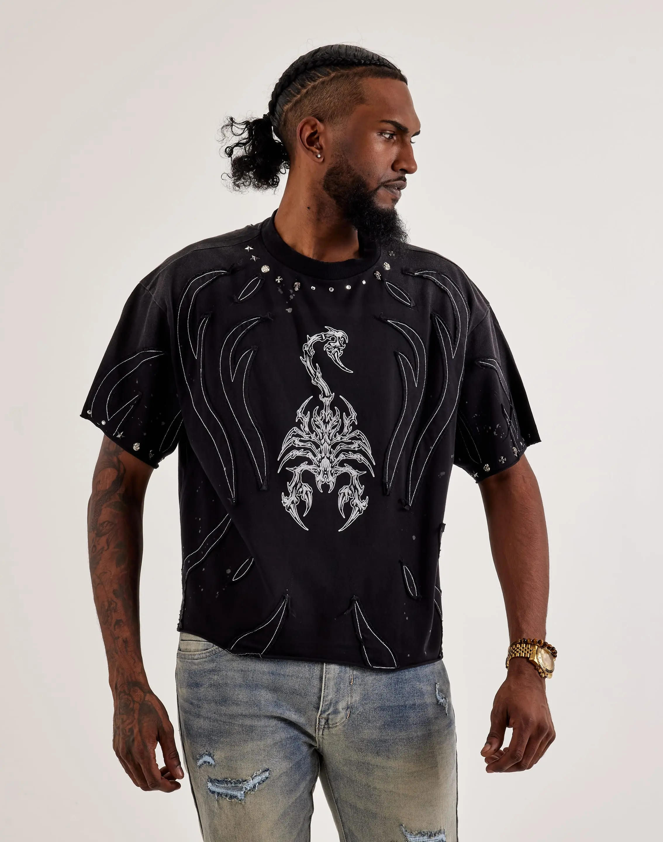 Mens First Row Scorpion Cut-Up Tee
