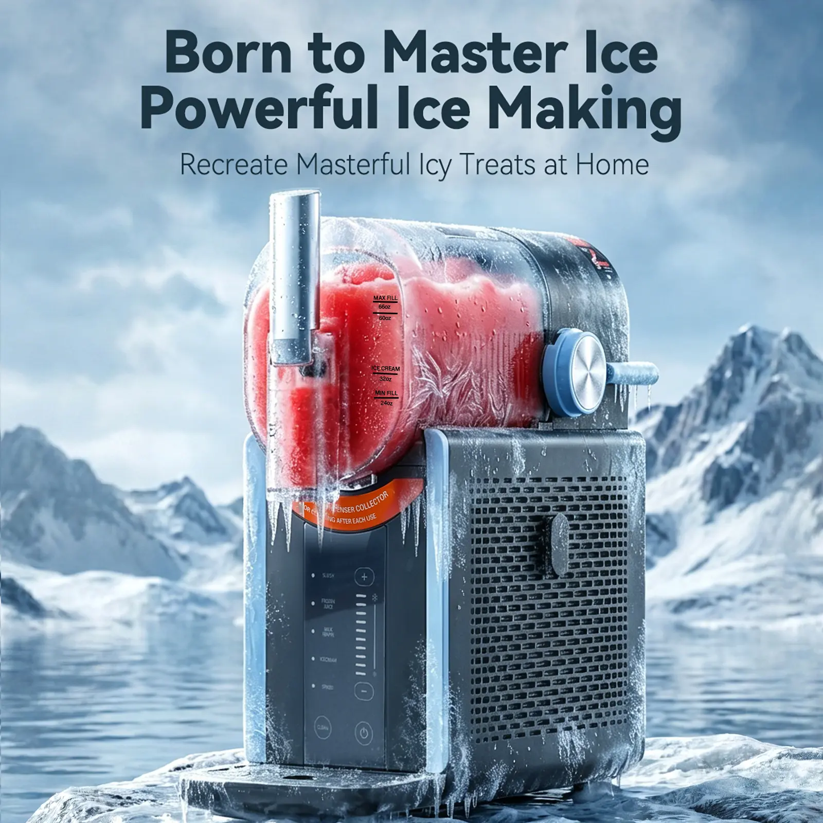 Industrial-Grade Slush Maker Icee Machine - 110-120V Commercial Frozen Drink Machine with Quiet Operation, Mechanical Control, 1-Touch Self-Cleaning, Built-In Turbine System for Nail Salons, Airbnb Hosts