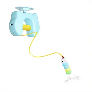 Electric Automatic Retractable Wand Cat Toy with Feathers Bell for Interactive Play Self-Play Hanging Toy for Indoor Cats Boredom Relief Up and Down Motion