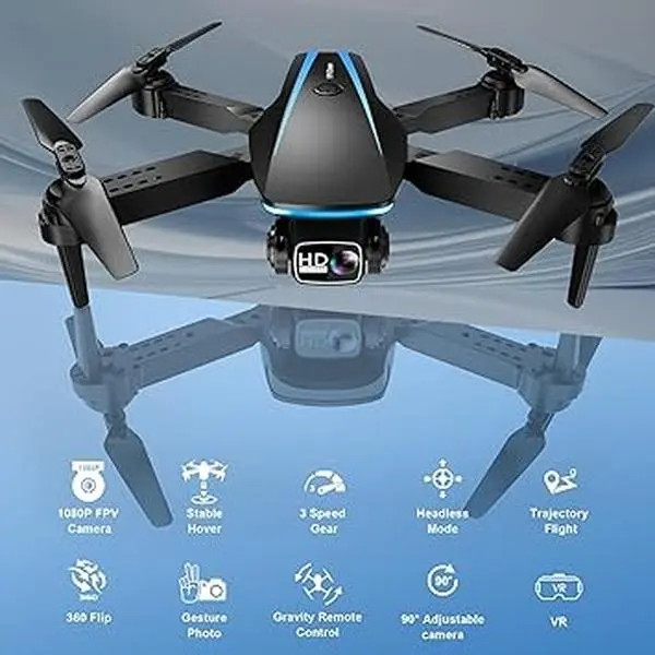 1080P HD Foldable Remote Control Drone with Camera - for Kids, Stable Hover, Auto-Follow, Trajectory Flight, Gravity Control, 90° Adjustable Lens, 1 Key Take Off/Land, 3D Flip, Emergency Stop, Headless Mode