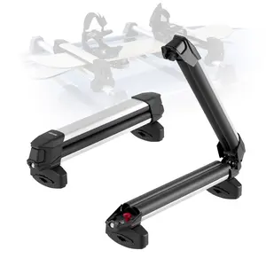 VEVOR Ski Snowboard Roof Rack, Carry up to 4 Pairs of Skis or 2 Snowboards, 2 PCS Aluminum Universal Car Roof Rack Top Holder with Lock Rubber Padding, Carrier for Fishing Rod, Fit Most Crossbars