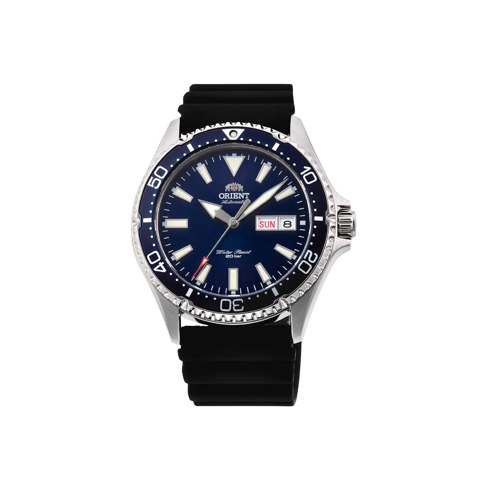 Orient Kamasu Men's 200m Diver Style Automatic Sports Watch - Stainless Steel Wristwatch, Aqua Resist Mechanical, Sapphire Crystal, Automatic Waterproof, RA-AA0006L39B, Automatic Waterproof Watch