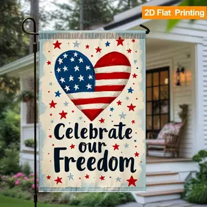 2D Flat - 2D Flat - [2D Flat] Double-Sided Garden Flag Inspiring Patriotic USA 250 Heart Celebrate Our Freedom Stars Outdoor Farmhouse Decor for Summer Porch Lawn [2D Flat] 12*18inch