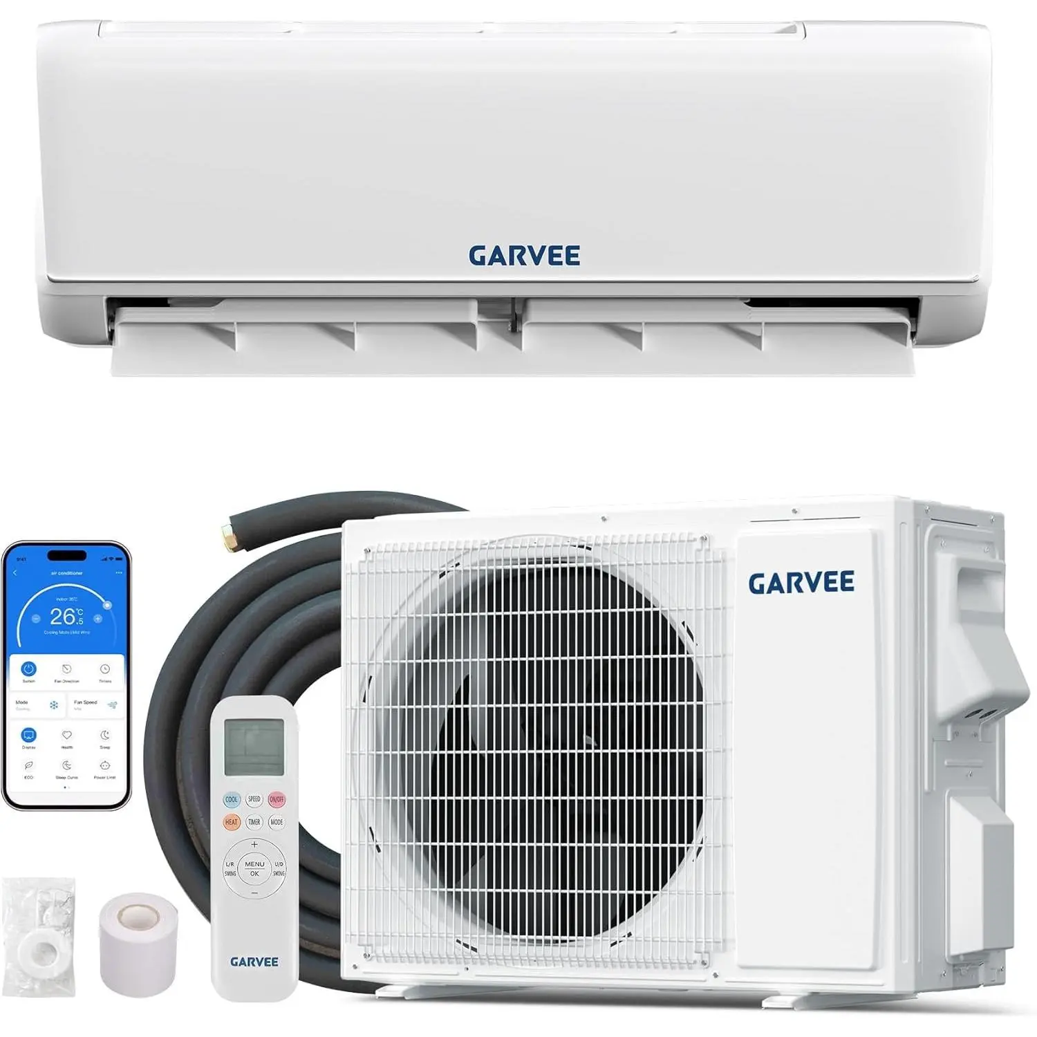 18000 BTU 208/230V 19 SEER2 Mini Split AC & Heat Pump (Mini Splits), 2.0 WiFi Built-In, Remote & APP Control, Works with Alexa, Ultra-Quiet, Energy Efficient, Cools/Heats Up to 1250 Sq.ft Ac For Room Ac Unit