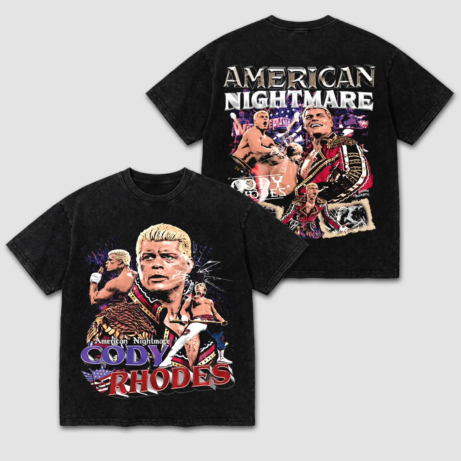 Cody Rhodes SummerSlam 2026 T-Shirt, American Nightmare Vintage Bootleg Graphic Tee, Heavyweight Washed Black Oversized Shirt, Pro Wrestling Fan Merchandise, Live PPV Event Watch Party Gear, Champion Wrestler Streetwear Outfit Men Women