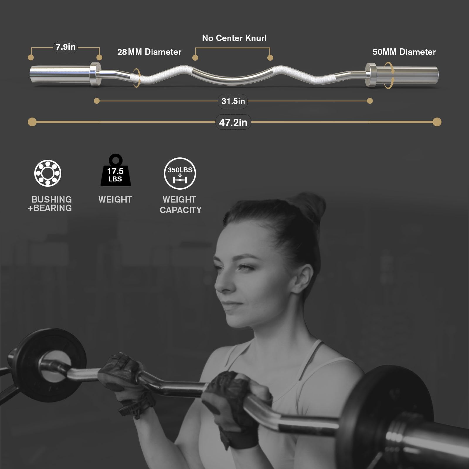 RitFit EZ Curl Bar for Weight Training and Arm Workout - Chromed Finish for Durability and Corrosion Resistance fitness exercise weight lift