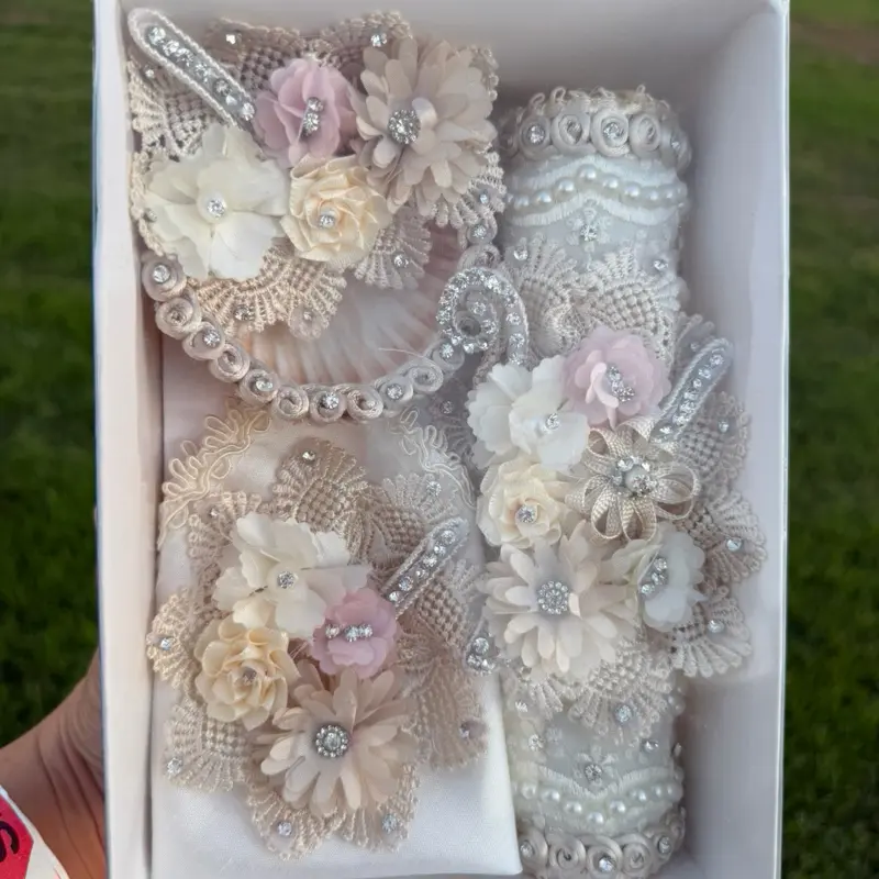 Catholic Baptism & Christening 3-Piece Baby Ceremony Set – Candle, Baptism Cloth & Shell