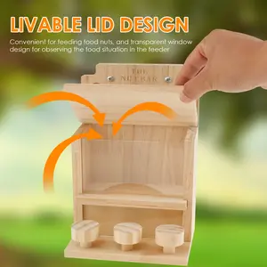 Wooden Squirrel Feeder Large Squirrel Feeders for Outside Cute Squirrel House Sturdy Squirrel Feeder Enduring Squirrel Feeders Decorative Squirrel House for Corn