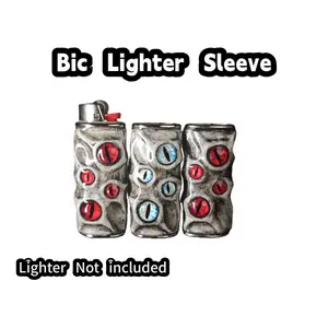 Handcrafted Evil Eye Pattern Lighter Case for BIC Classic Disposable Lighters Durable Stylish Protective Cover Unique Gift Accessory for Fans