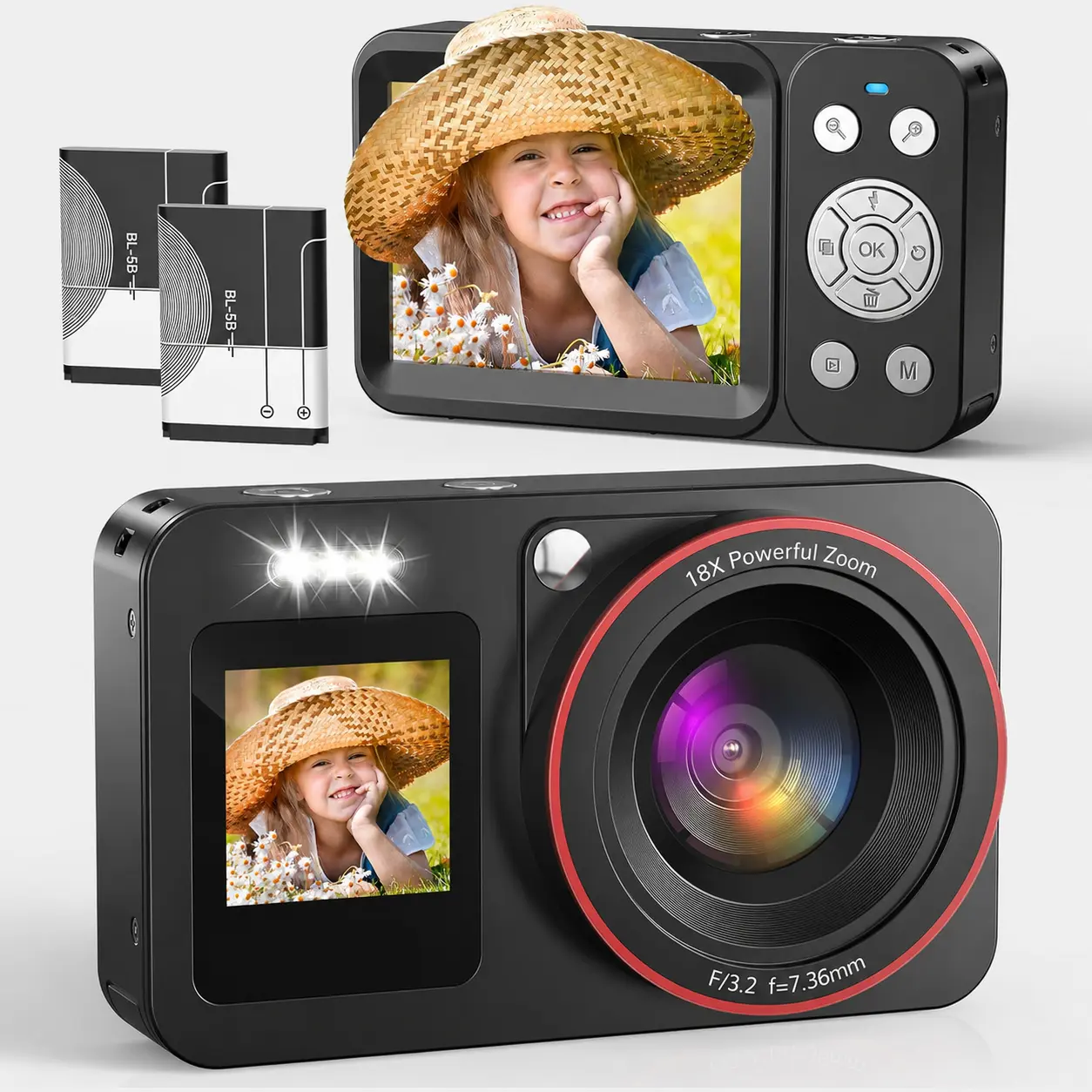 Deatti Portable Digital Camera – digital cameras affordable Compact Point-and-Shoot Camera for Teens and Students, Beginner-Friendly Gift cameras pictures for Boys & Girls vlogging camera Charging camera digital summerwins