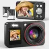 Deatti Portable Handheld Digital Vlogging Camera - Battery Powered, USB-Charging, 4x Auto Focus Point-and-Shoot, Built-in Screen, Memory-Ready, Beginner-Friendly Holiday Gift for Teens