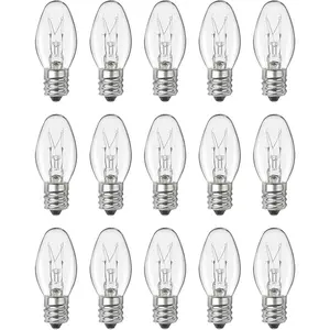 Salt Lamp Bulbs - 15 Watt Light Bulbs for Scentsy Wax Warmer - C7 Replacement Bulbs for Plug in Wax Diffuser- Warmwhite - Dimmable,15 Packs