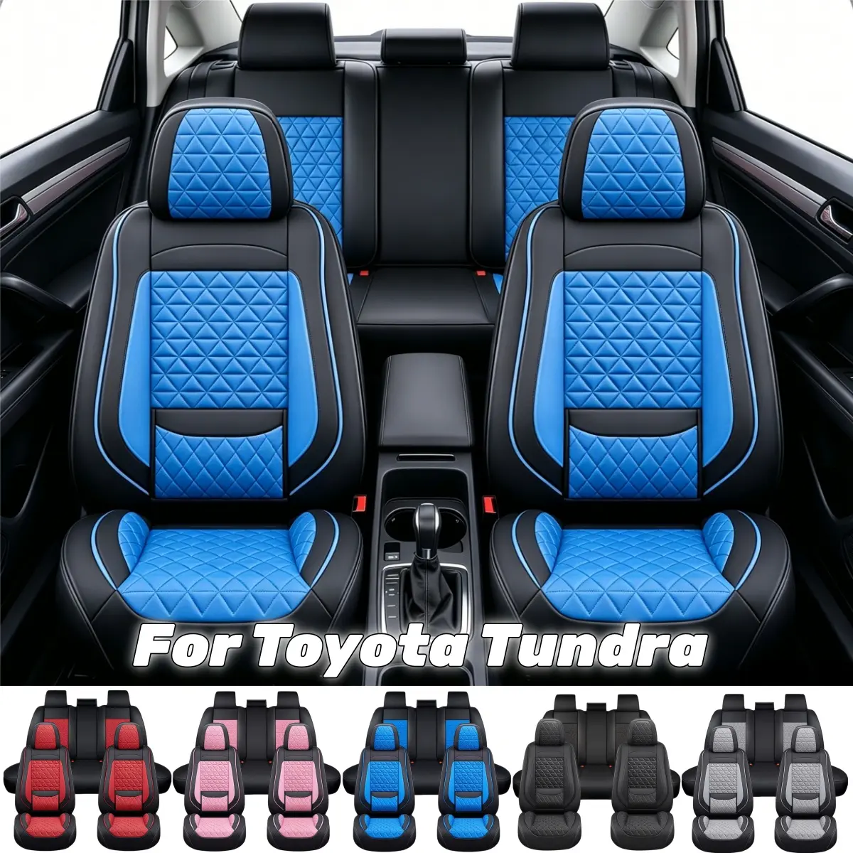 Premium Full Napa Leather 5 Seat Covers for Toyota Tundra 2008-2026, 2 Front & 7 Rear Cushion Pads with 3D Foam Back Support, Waterproof Full Surround, Storage Bag, All-Season Daily Use Pickup Truck Interior Accessories