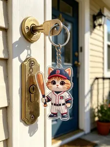 2D Flat Cat Theme Acrylic Keychain | Perfect for Backpack and Car Key Decorations, Holiday Party Decorations, Perfect Gifts for Creative Keychain Lovers, Back to School and Christmas Gifts