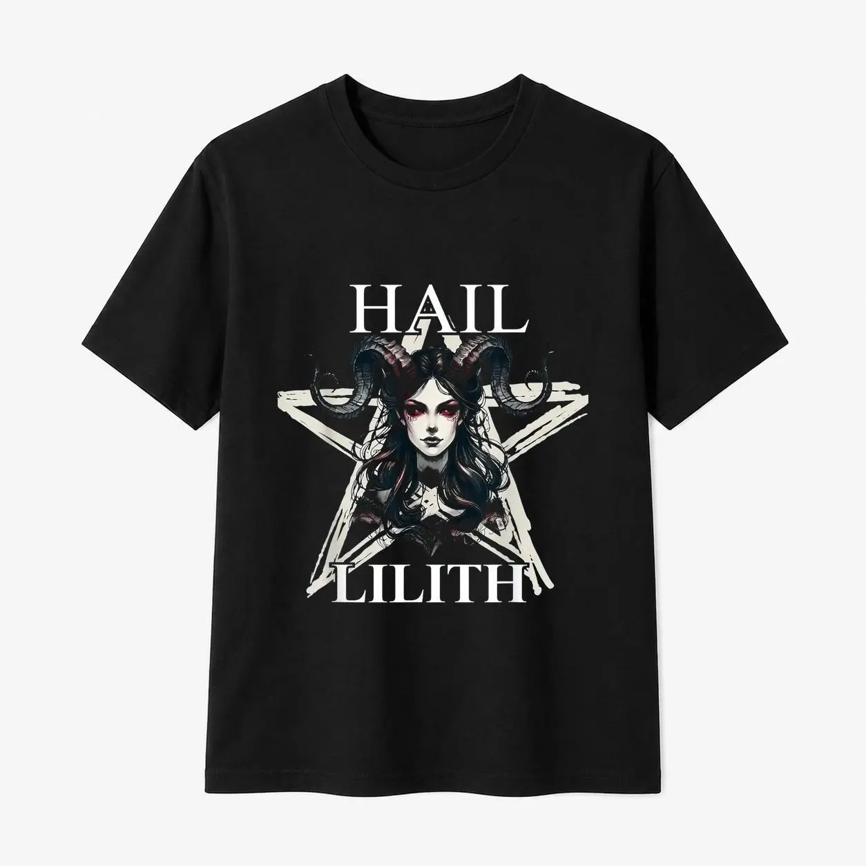 Women's 100% Cotton Sporty Sports Top, Gothic Lilith Demon Mother Occult T-Shirt with Snake Print, Round Neck Casual Knit Top for Multi-Season Wear, Sporty Sports Tops
