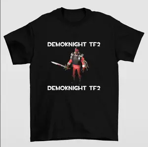 Demoknight TF2 T-Shirt Featuring Bold Retro Typography and Iconic Gaming Design