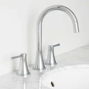 Widespread Chrome Bathroom Sink Faucet - Metal Lever Handles sink faucet