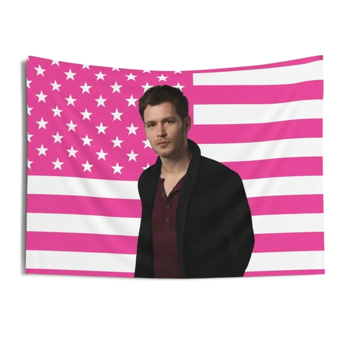 Klaus Mikaelson Flag, Klaus Mikaelson Indoor Wall Tapestries, Klaus Mikaelson Pink Flag