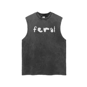 Oversized Feral Tank Top For Men, Distressed Men's Tank Top, Feral Tanks, Feral Shirts, Vintage Tanktops With Words, Statement Tops